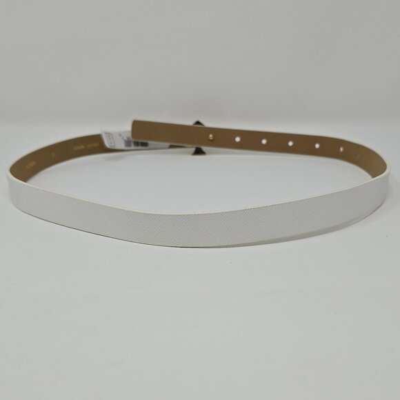 Kate Spade Leather Slim White Belt with Glitter Spade Buckle, Small - Picture 7 of 15